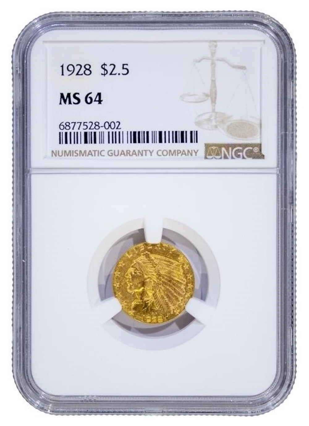 NGC MS-64 1928 Gold $2.50 Indian