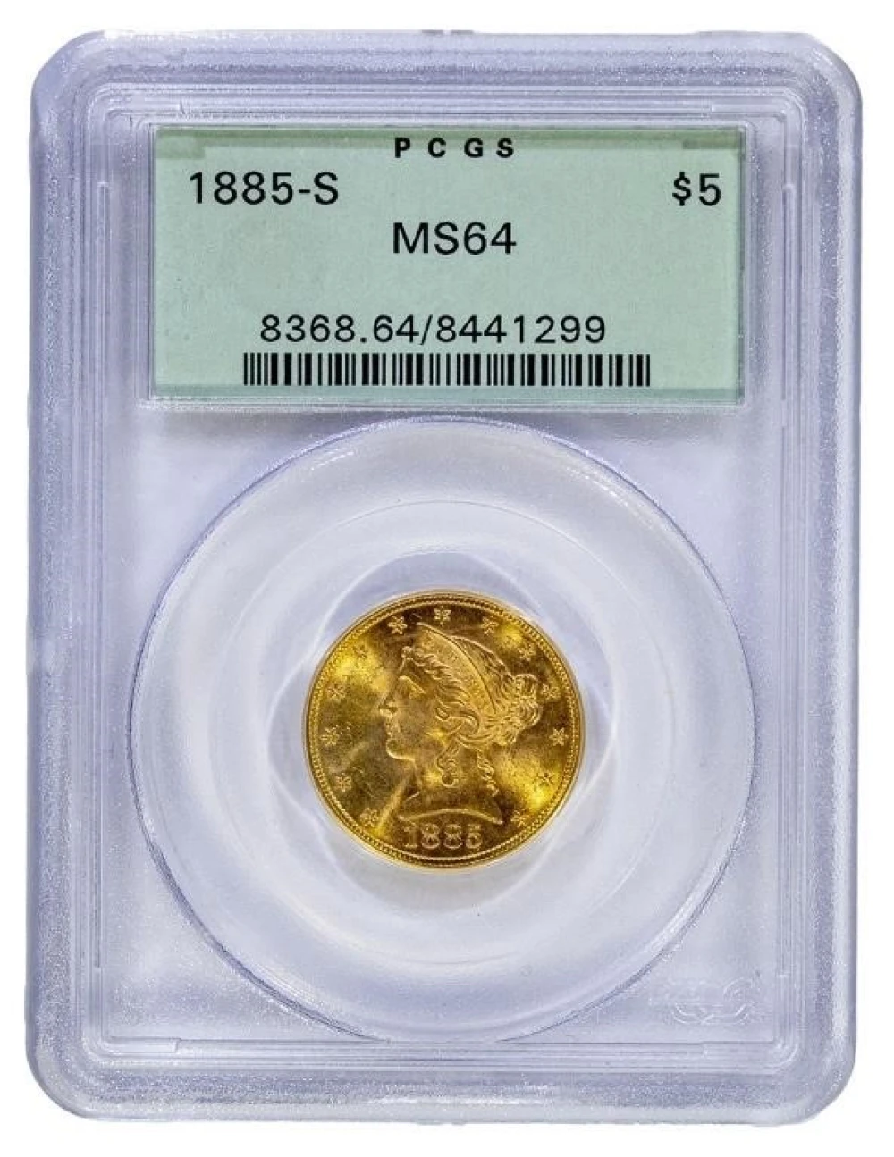 PQ PCGS MS-64 1885-S $5 Gold Liberty