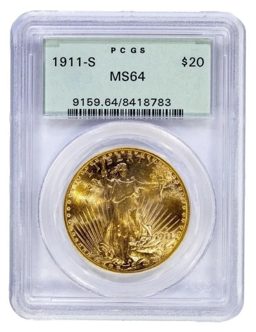 PQ PCGS MS-64 1911-S $20 St.Gaudens
