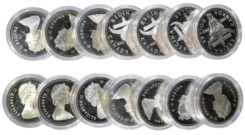 14 pcs Modern Canadian Silver Dollars