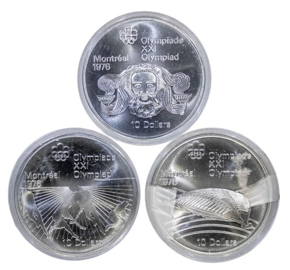 3 pcs 1976 Canada Olympic Silver $10