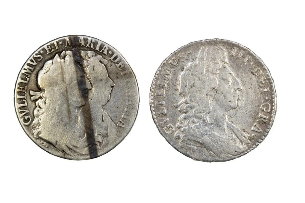 England. Pair of Early Silver Half Crowns