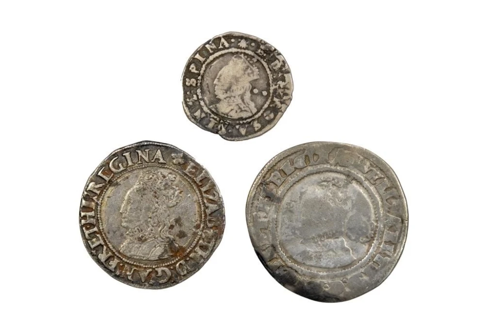 England. Three Elizabeth I Silver Pieces