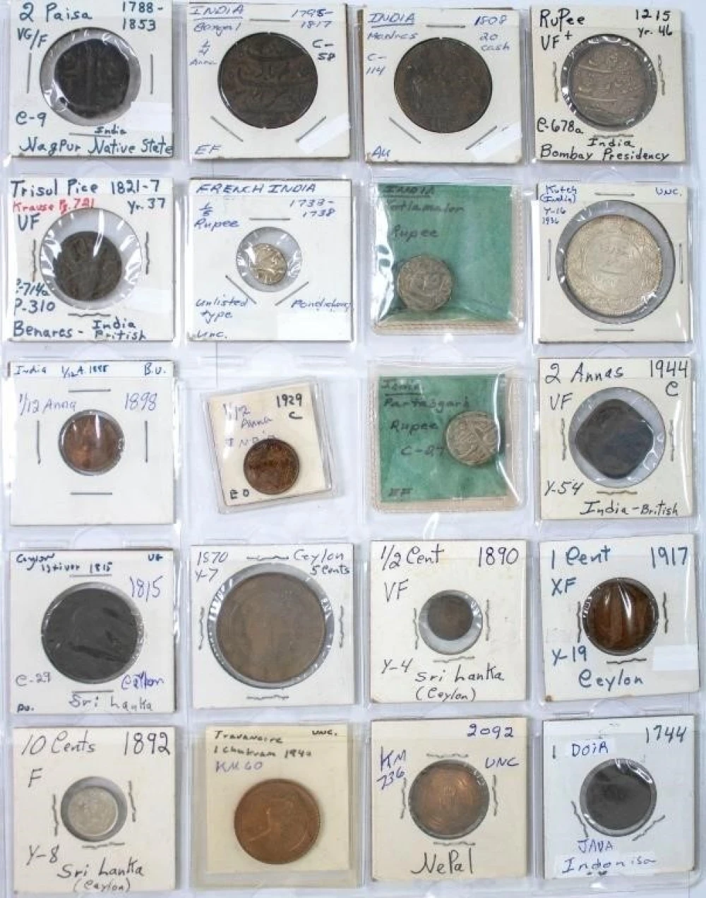 India, Ceylon & More 20 Piece Coin Lot