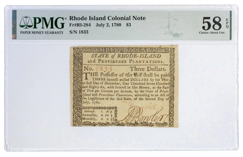 Rhode-Island. PMG AU-58 EPQ 1780 $3