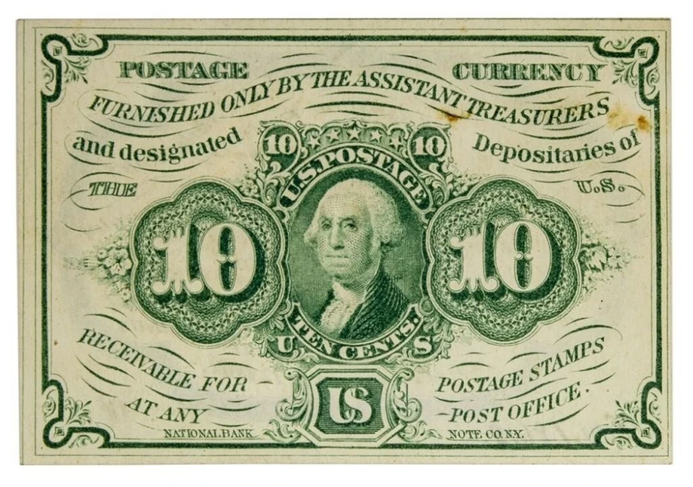 Crisp New 10-Cents Postage Currency