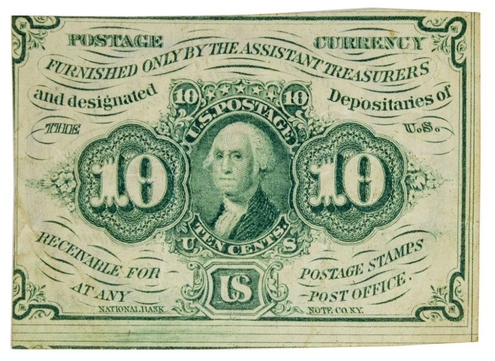 Crisp New Mis-cut 10-Cents Postage Currency