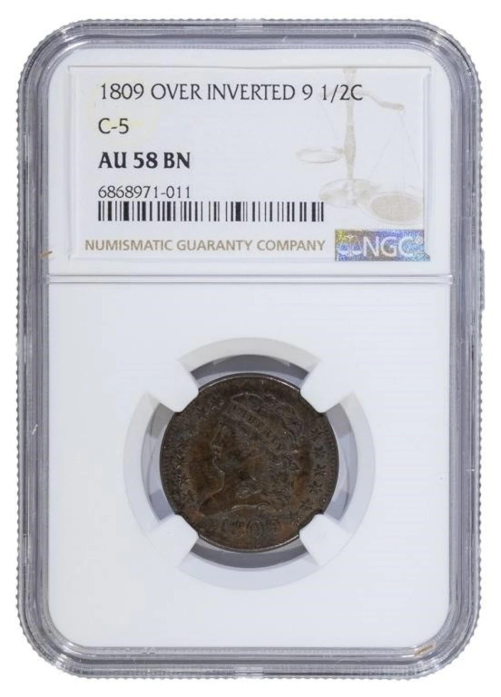 NGC AU-58 1809/Inverted 9 Half Cent