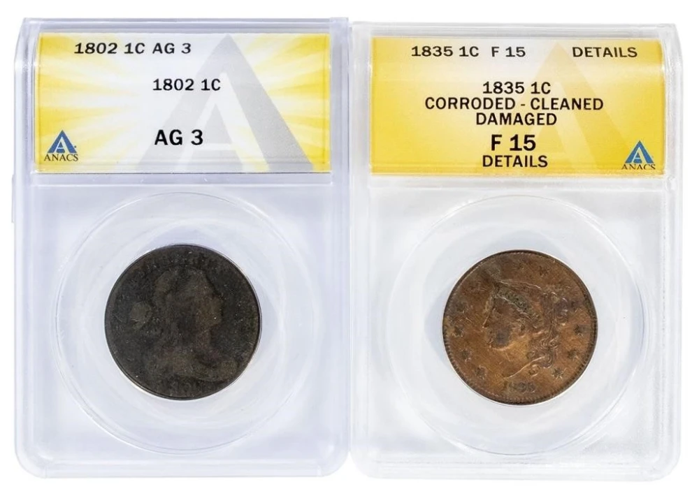 ANACS-Certified Large Cent Pair