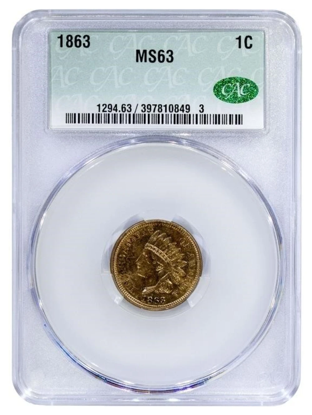 CACG MS-63 1863 Cent