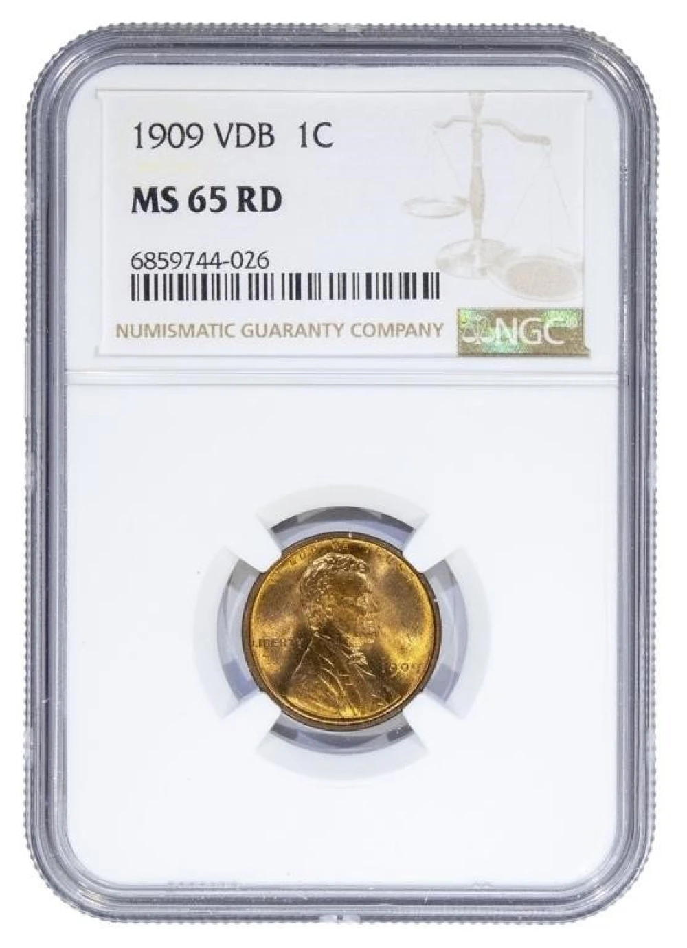 NGC MS-65 RD 1909 V.D.B. Cent