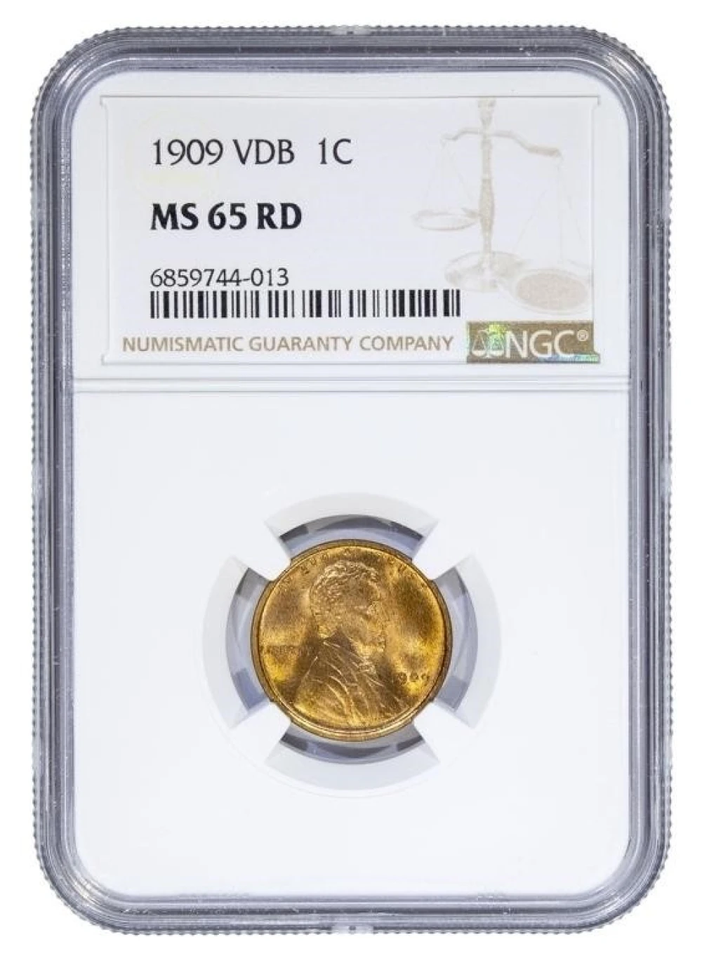 NGC MS-65 RD 1909 V.D.B. Cent