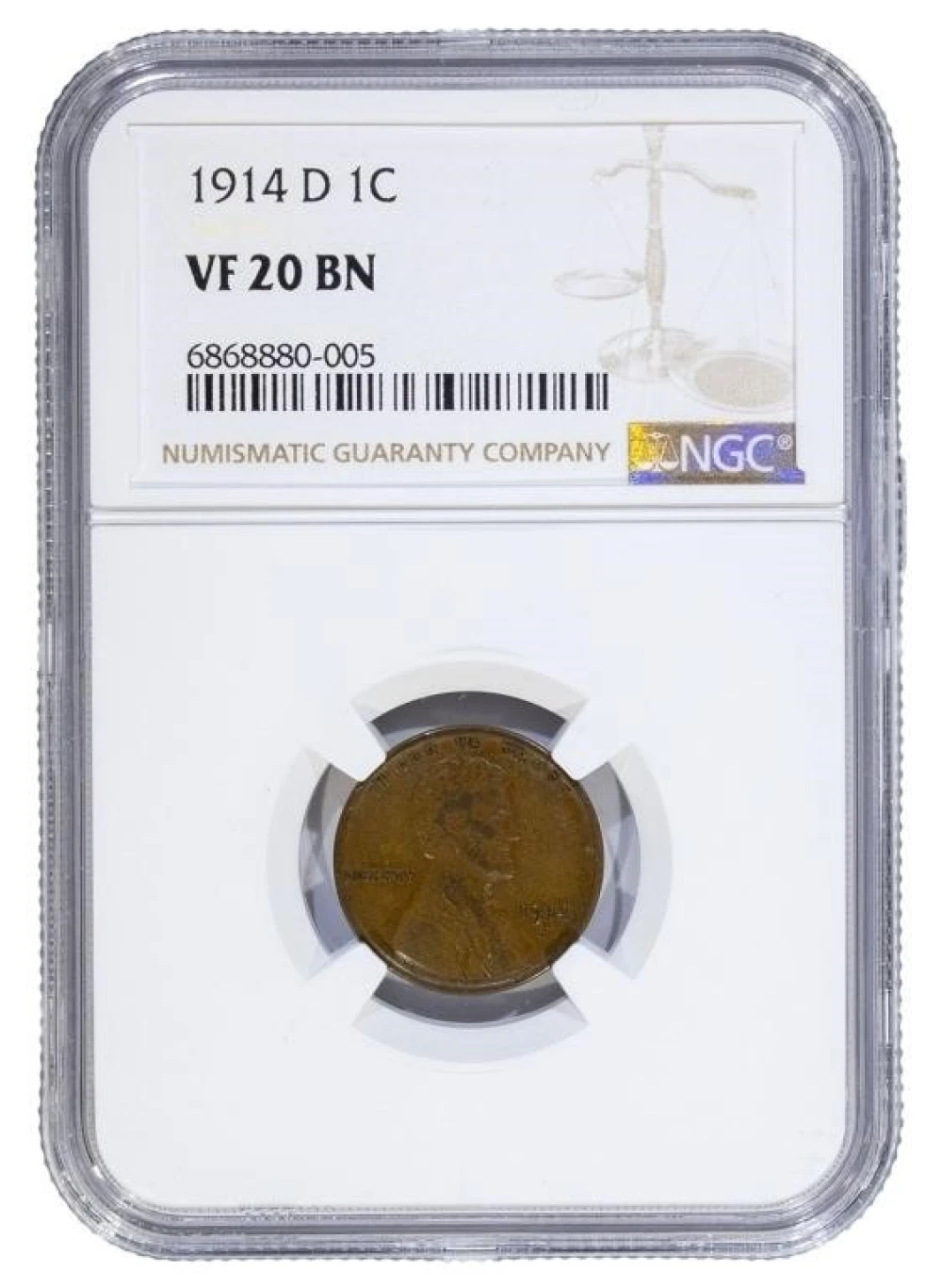 NGC VF-20 1914-D Cent