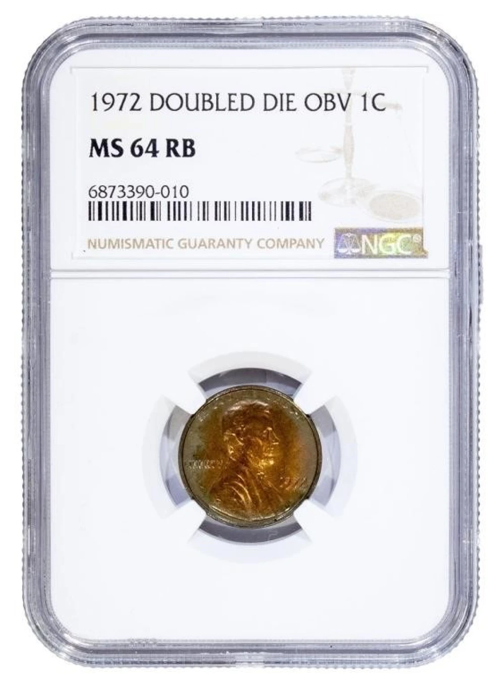 NGC MS-64 RB 1972 Double Die Cent