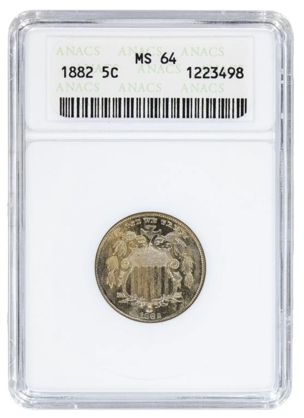 ANACS MS-64 1882 Shield Nickel