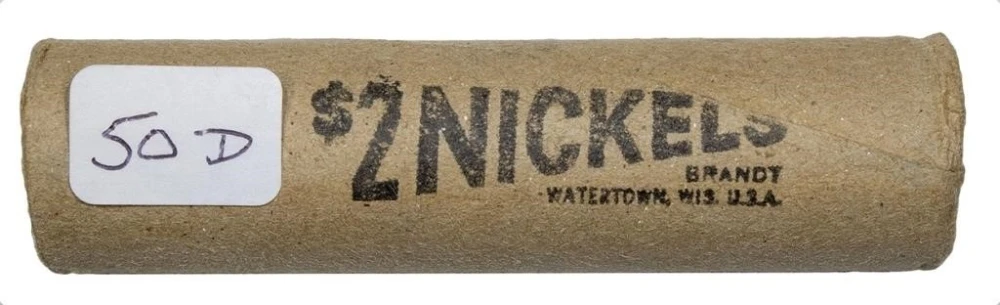 Original 1950-D Jefferson Nickel Roll