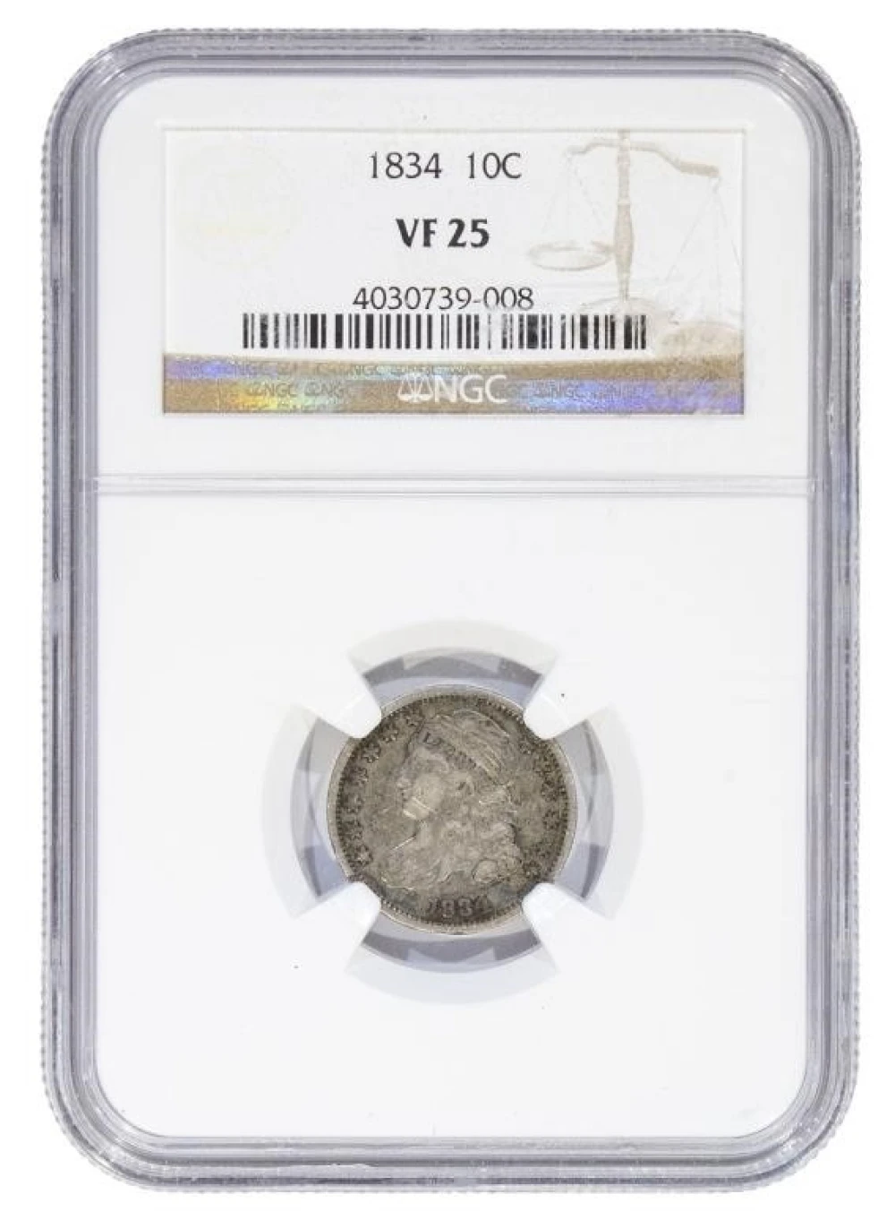 NGC VF-25 1834 Dime