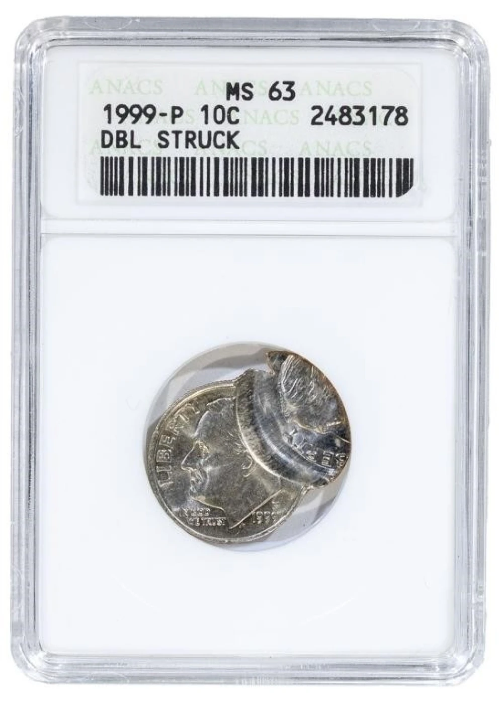 ANACS MS-63 Double-Struck 1999-P Dime