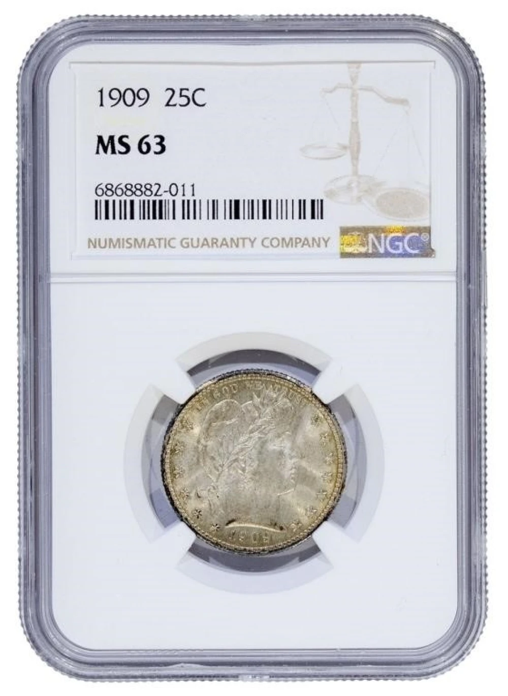 NGC MS-63 1909 Barber Quarter