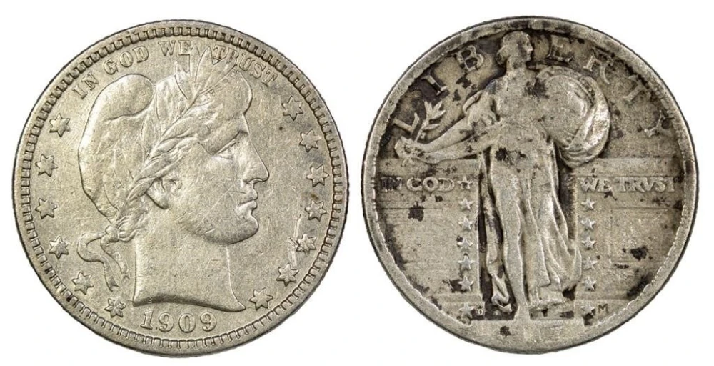 Barber and Standing Liberty Quarter Pair