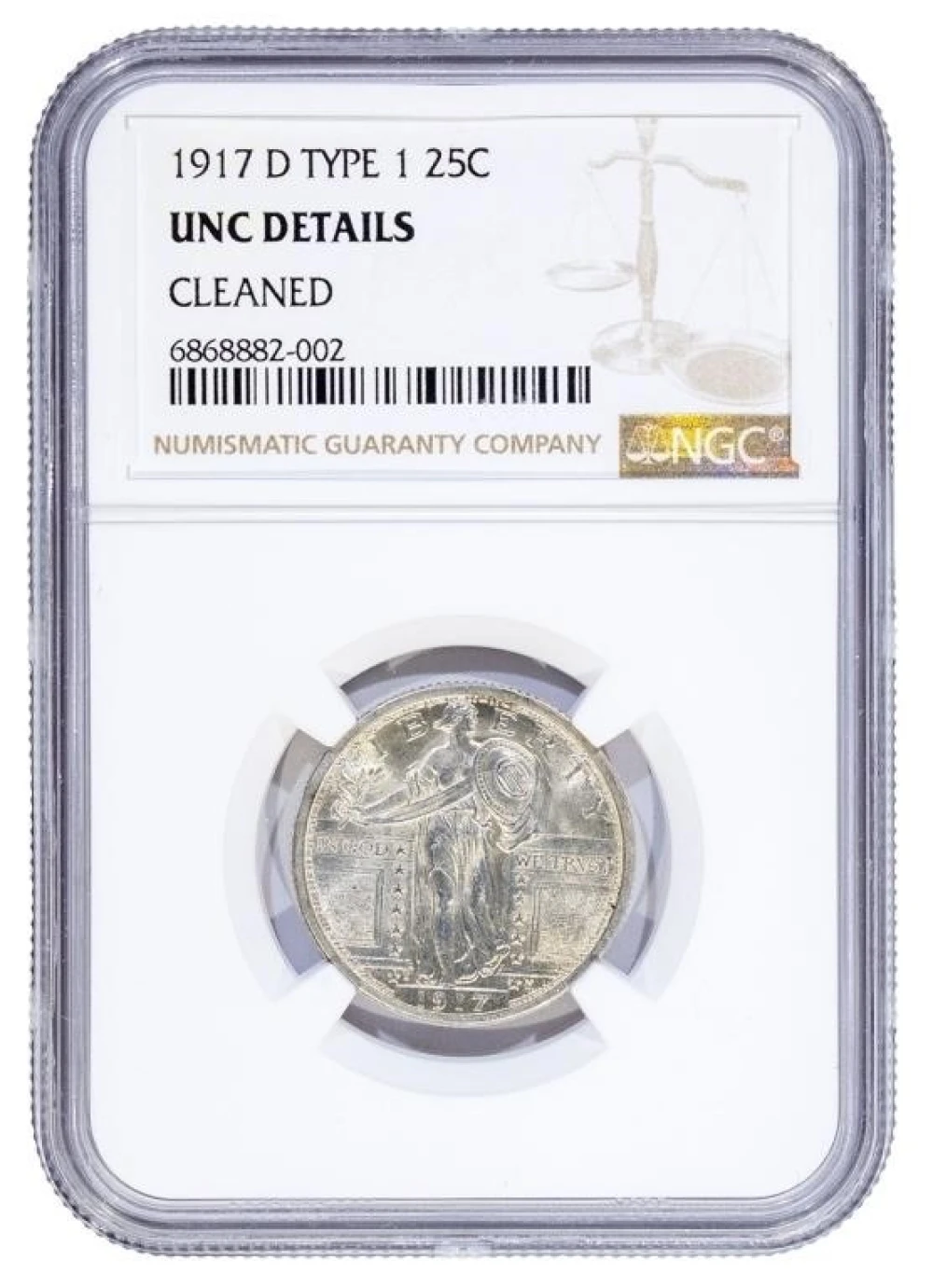 NGC UNC Details 1917-D Type I Quarter