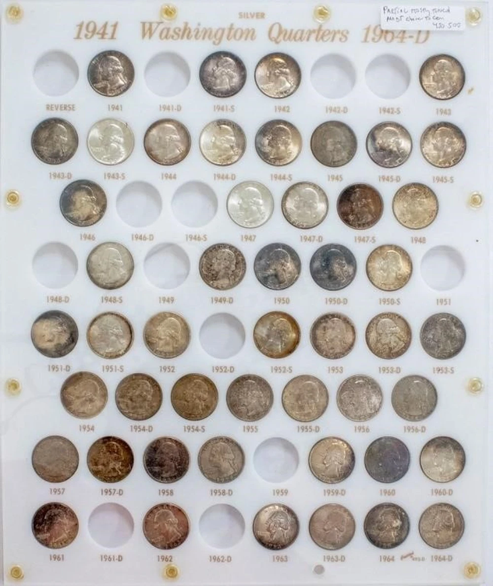 Partial 1941-64 Washington Quarter set