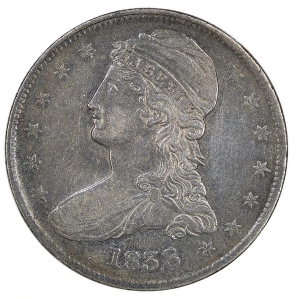 AU Details 1838 Reeded Edge Half Dollar