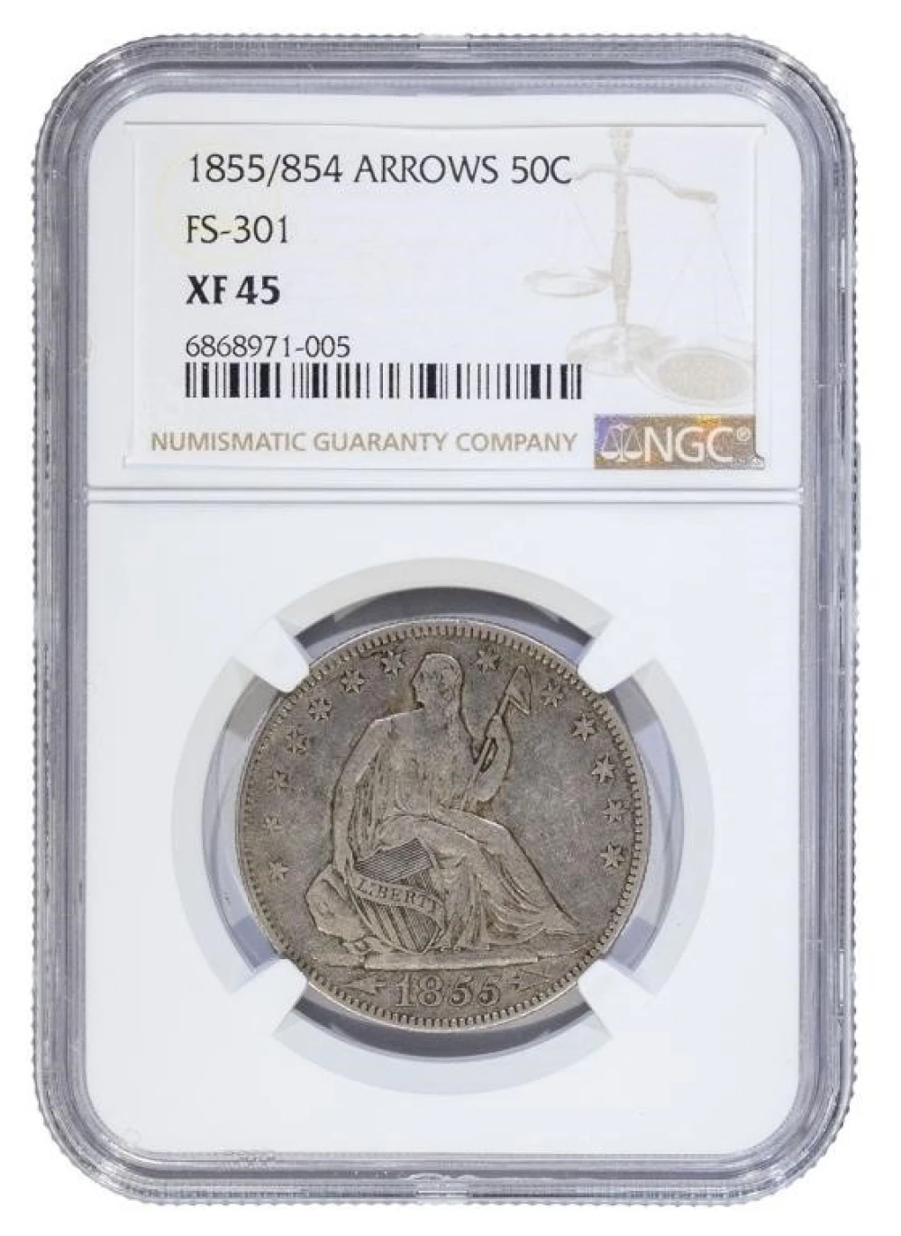 NGC EF-45 1855/854 Half Dollar