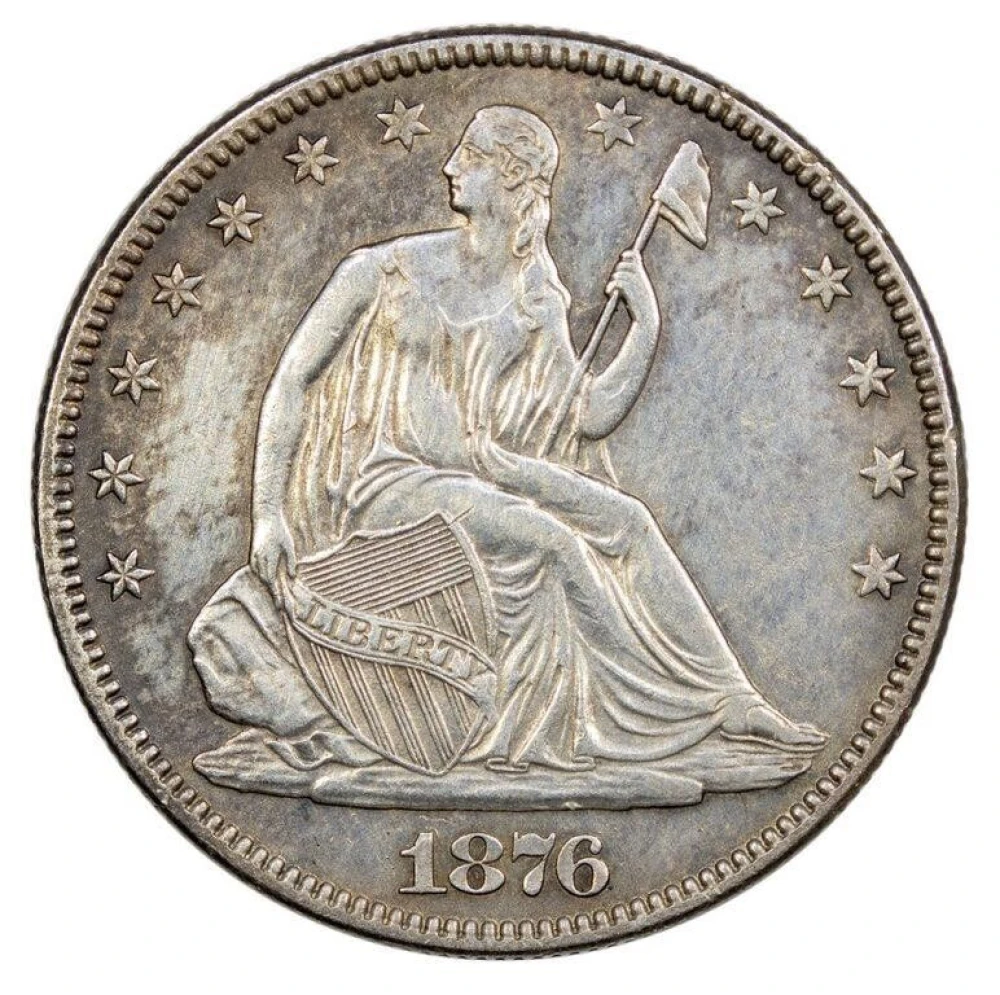 AU Details 1876 Half Dollar