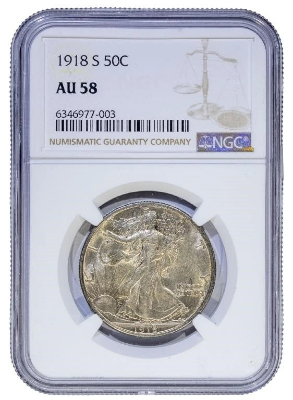 NGC AU-58 1918-S Half Dollar
