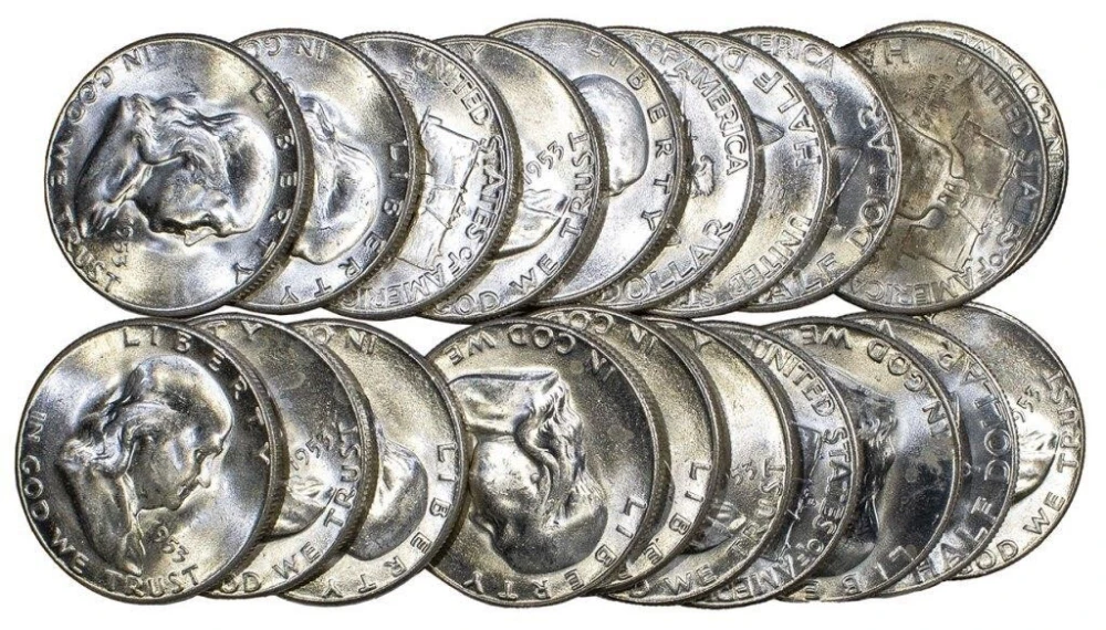 Original BU Roll of 1953-S Franklin Half Dollars