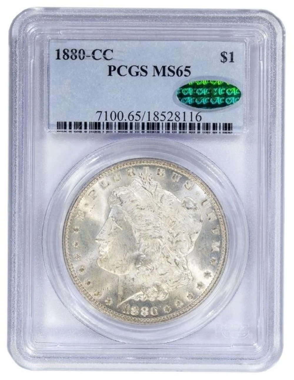 PCGS MS-65 1880-CC Morgan $1 CAC