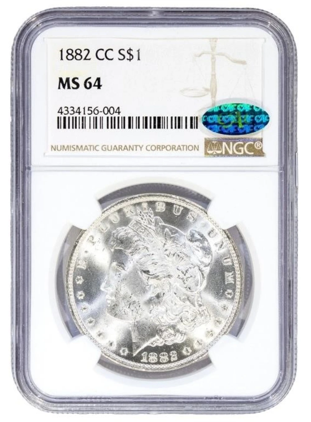 NGC MS-64 1882-CC Morgan $1 CAC