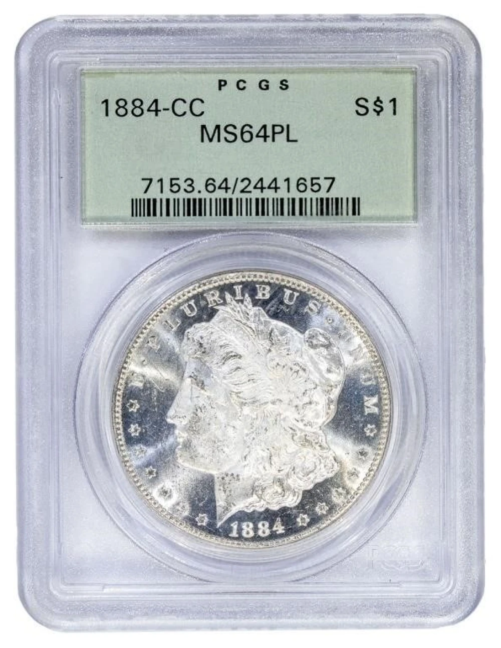 PCGS MS-64 PL 1884-CC Morgan $1