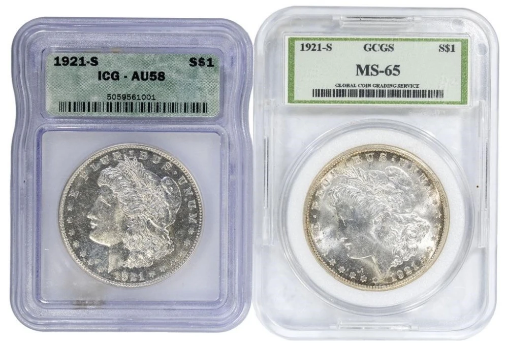 Certified Pair of 1921-S Morgan Dollars