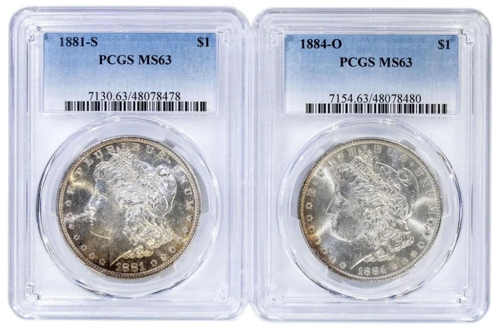PCGS MS-63 Morgan Dollar Pair