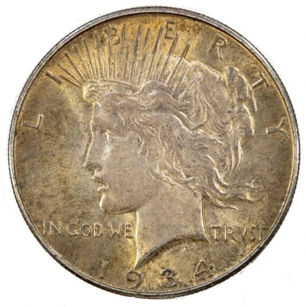 AU-58 Toned 1934-D Peace $1