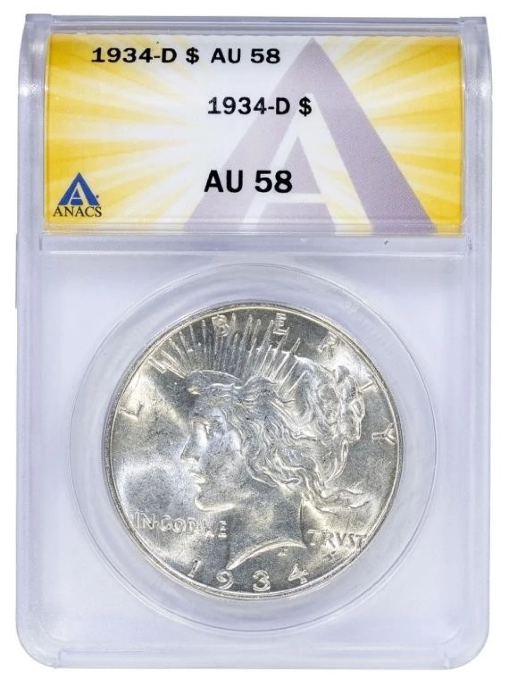ANACS AU-58 1934-D Peace Dollar