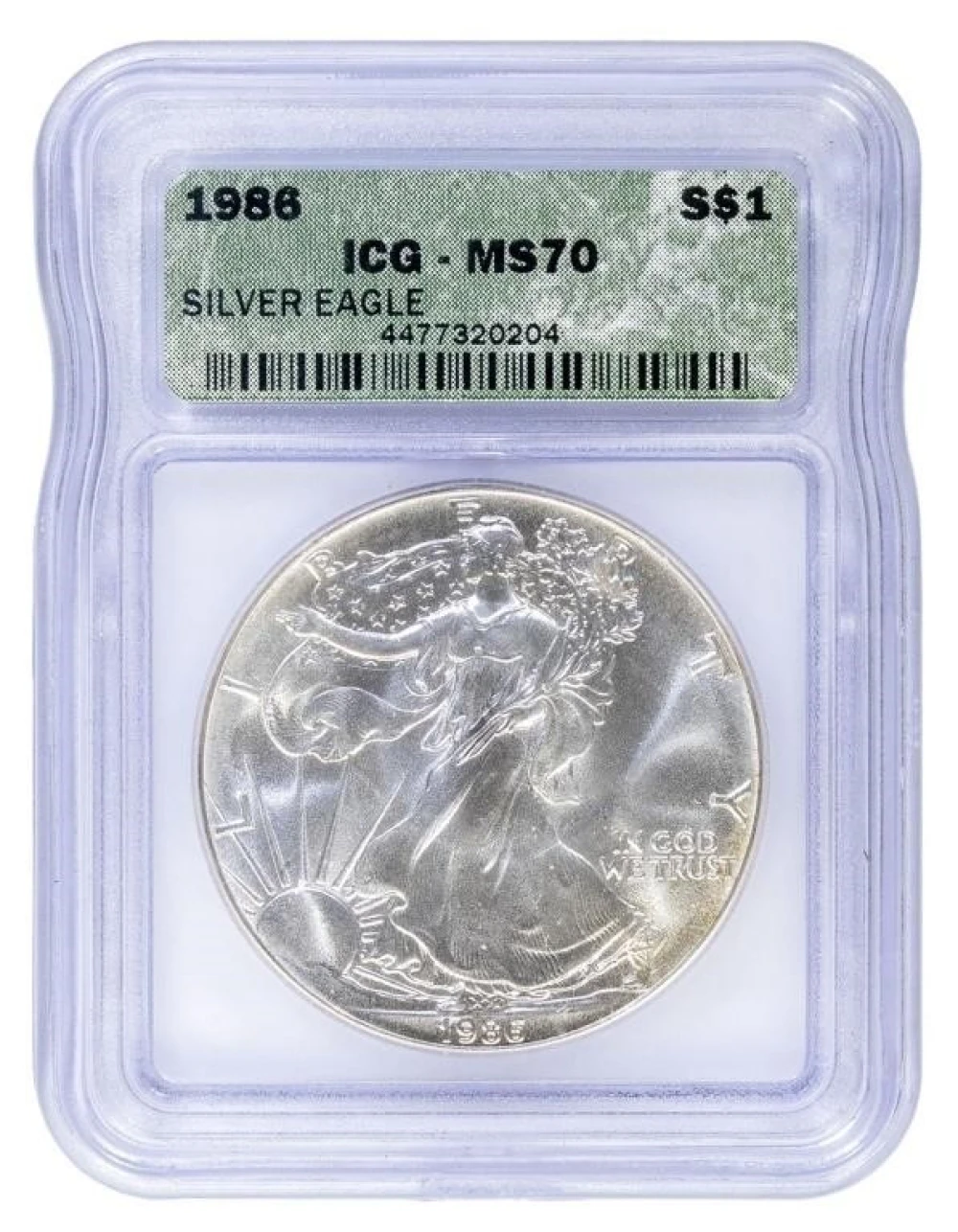 ICG MS-70 1986 Silver Eagle