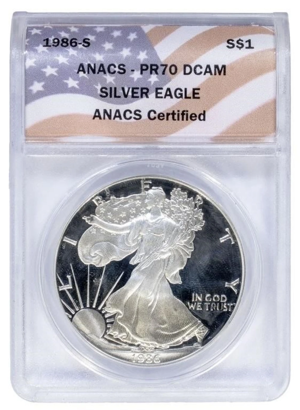 ANACS Proof-70 DCAM 1986-S Silver Eagle