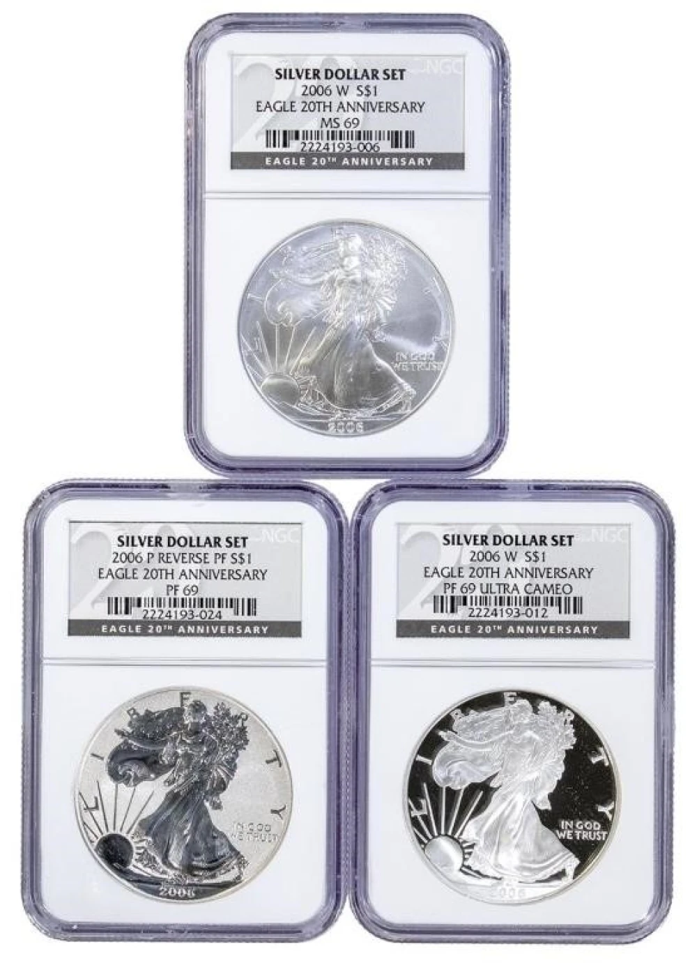 NGC MS/PF-69 2006 Anniversary Silver Eagle Set