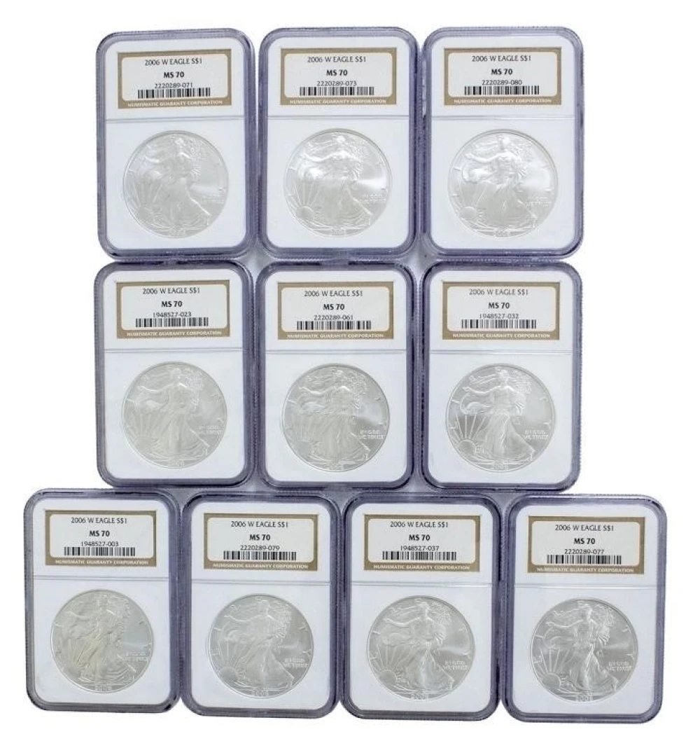 10 NGC MS-70 2006-W Silver Eagles