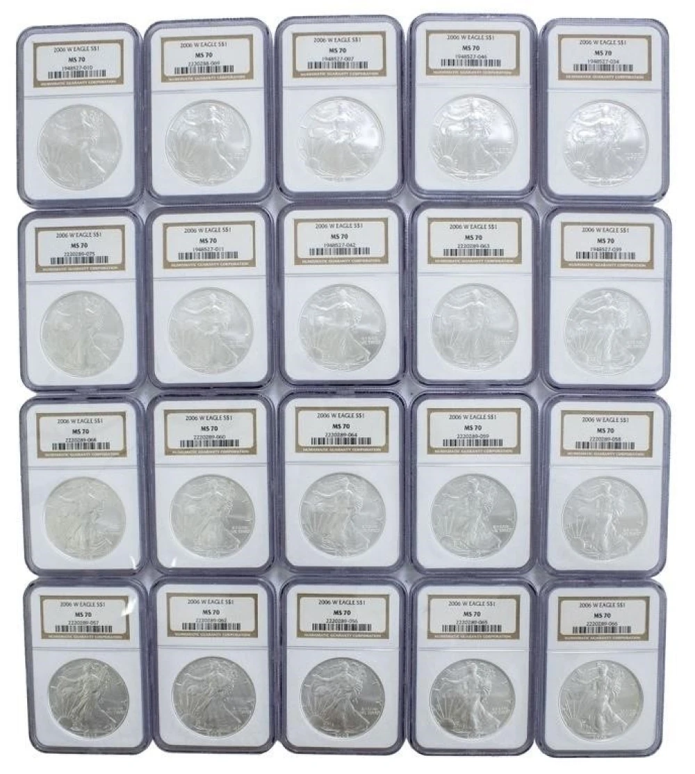 A lot of 20 2006-W NGC MS-70 Silver Eagles