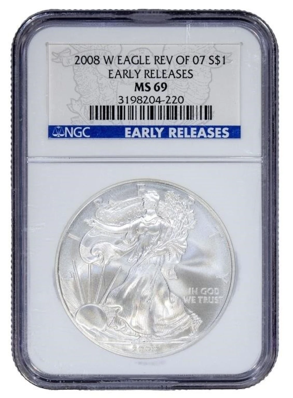 A 3rd 08-W NGC MS-69 ER Rev. of '07 Silver Eagle