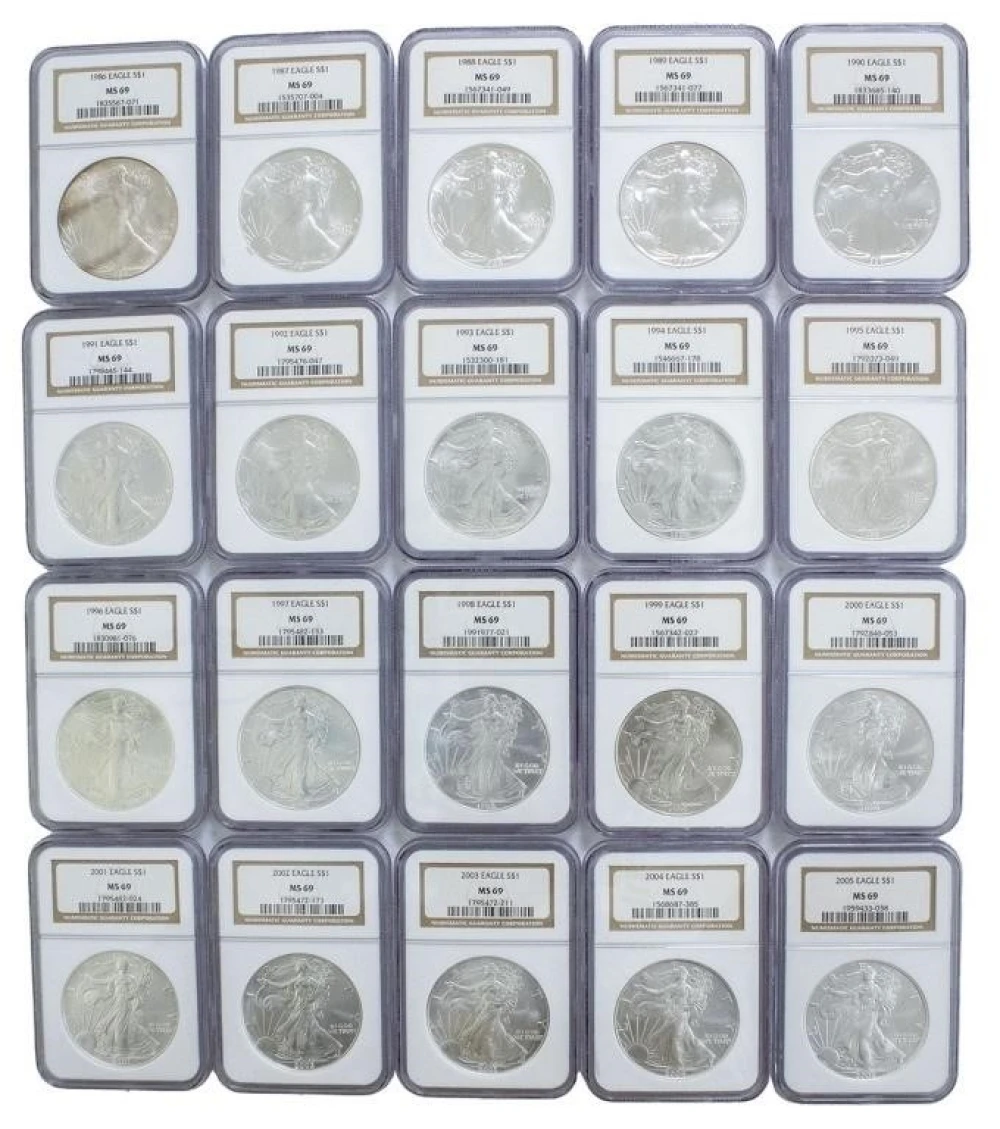 A 1986-2005 NGC MS-69 Set of Silver Eagles