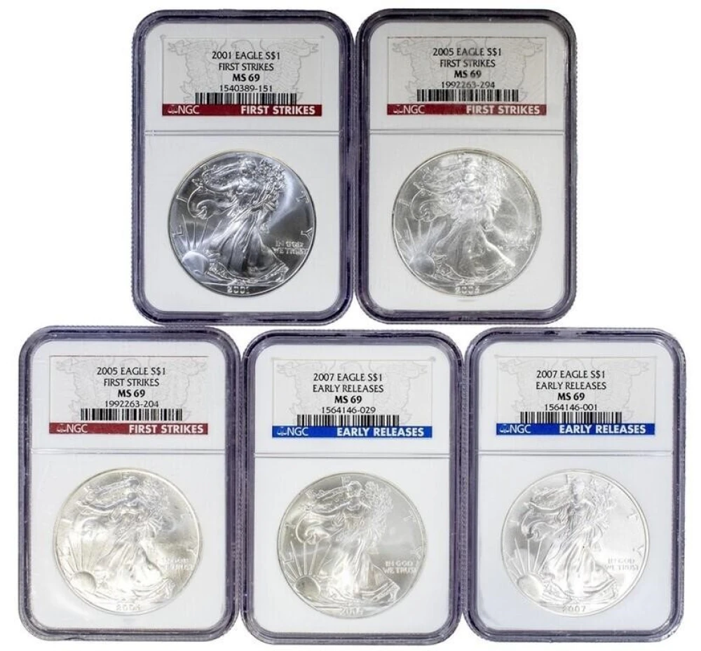 Misc. Lot of NGC MS-69 Silver Eagles