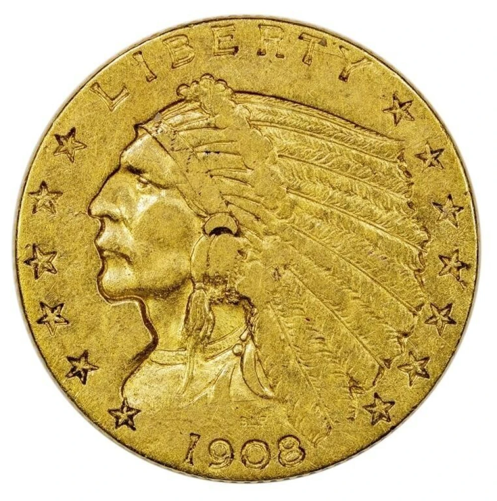 EF-40 1908 Indian Gold $2.50