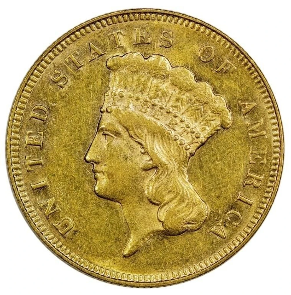AU-58 1878 Gold $3