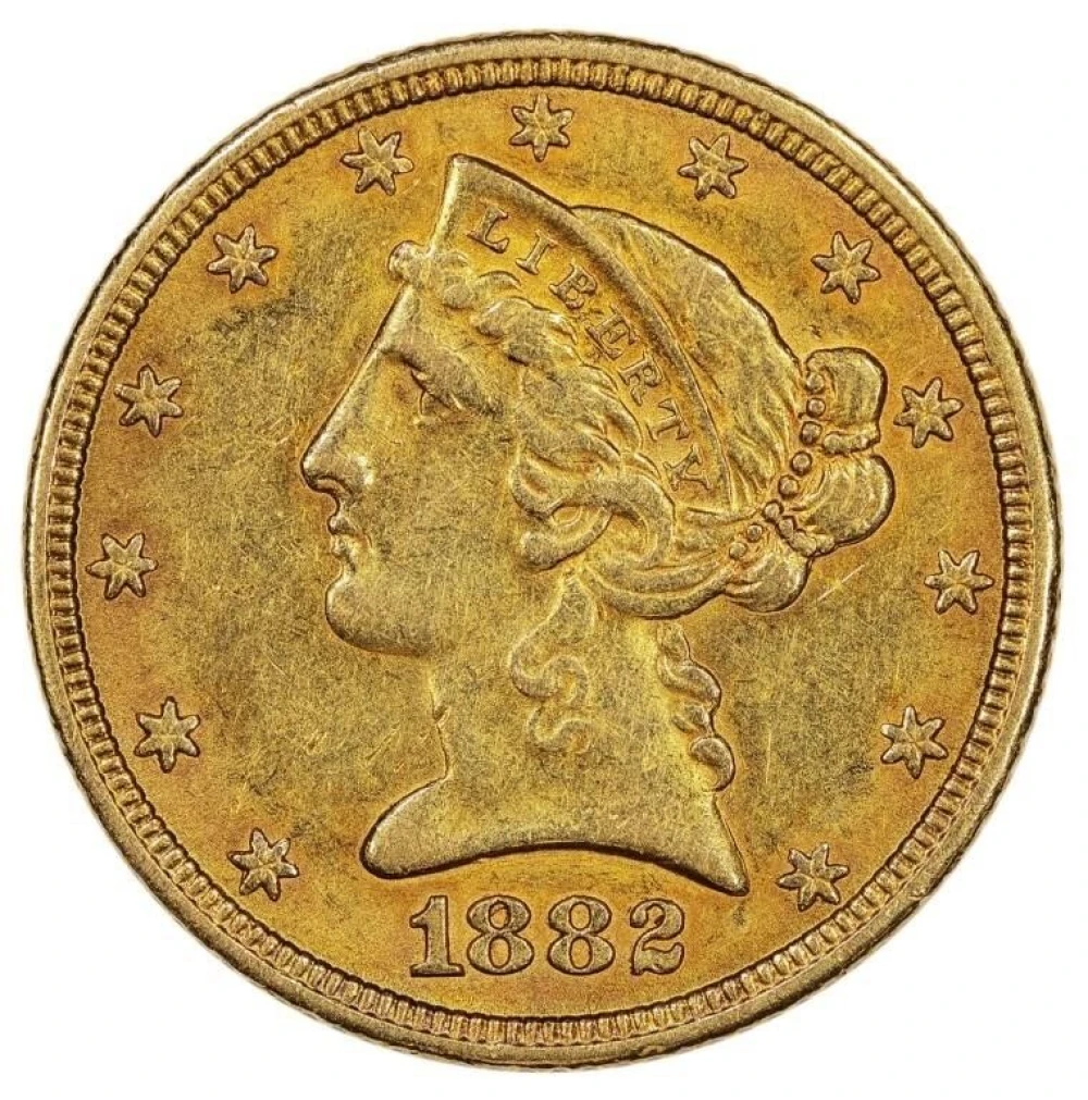 AU-50 1882 Gold $5