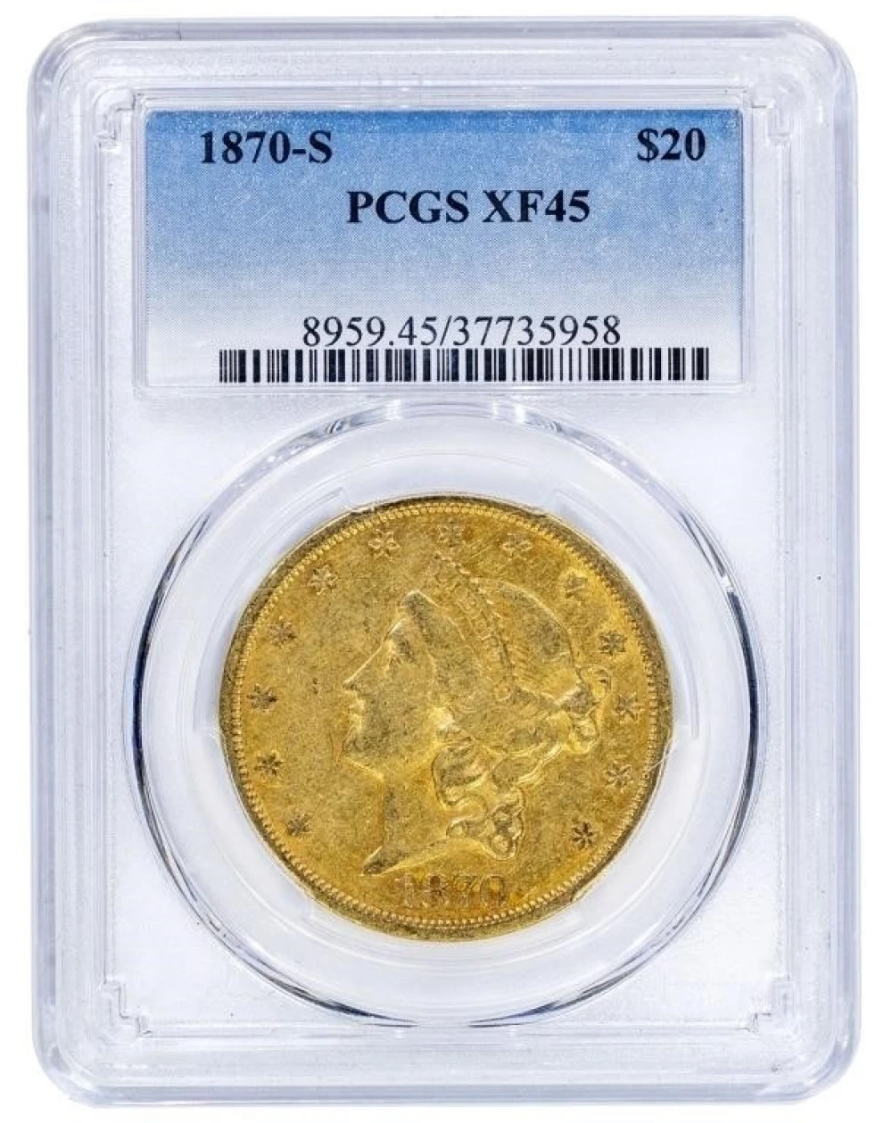 PCGS EF-45 1870-S Gold $20